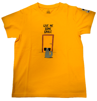 KUCHU Unisex Tshirt (6 Years- 7 Years) | Made of Super Combed Cotton-Modal Natural Fiber Better Than 100% Cotton| Soft & Breathable Fabric| Unique Digitally Printed Design |Vibrant Colour| Give Me Some Space Orange