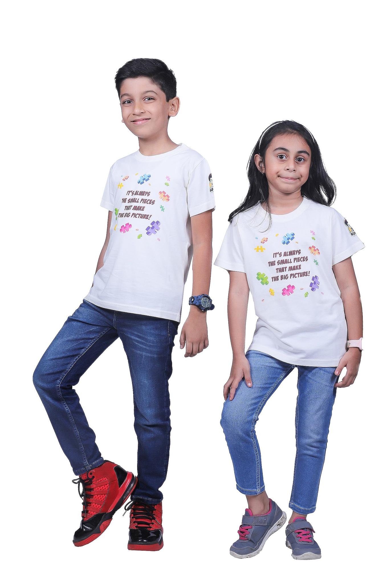 KUCHU Unisex T-Shirt | The Big Picture Print | 8–9 Years | Cotton Modal Fabric | Soft Feel | Breathable | Digitally Printed | Vibrant Colour White
