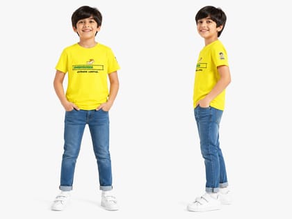 KUCHU Unisex T-Shirt | Cuteness Loading Print | 6–7 Years | Cotton Modal Fabric | Soft Feel | Breathable | Digitally Printed | Vibrant Colour Yellow
