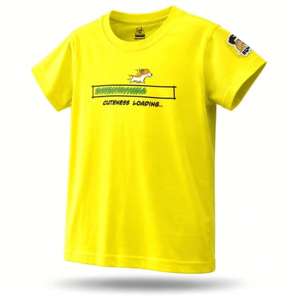 KUCHU Unisex T-Shirt | Cuteness Loading Print | 6–7 Years | Cotton Modal Fabric | Soft Feel | Breathable | Digitally Printed | Vibrant Colour Yellow