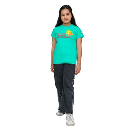 KUCHU Unisex T-Shirt | Why Fit in Print | 12–13 Years | Cotton Modal Fabric | Soft Feel | Breathable | Digitally Printed | Vibrant Colour Teal
